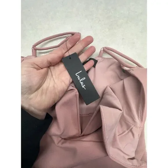 Lulus Mini Dress Size Small Dare to Take the Plunge Dusty Pink Tulip - Picture 5 of 11